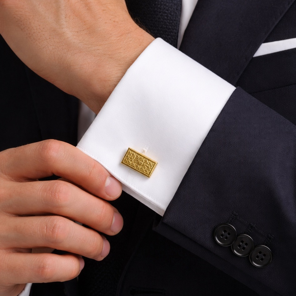 Christian Dior Vintage Gold Tone Cufflink Rare Engraved Formal Mens
